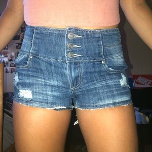 High waisted denim shorts